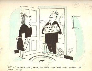 Door to Door Sign Salesman- 1949 art by Colin Lester