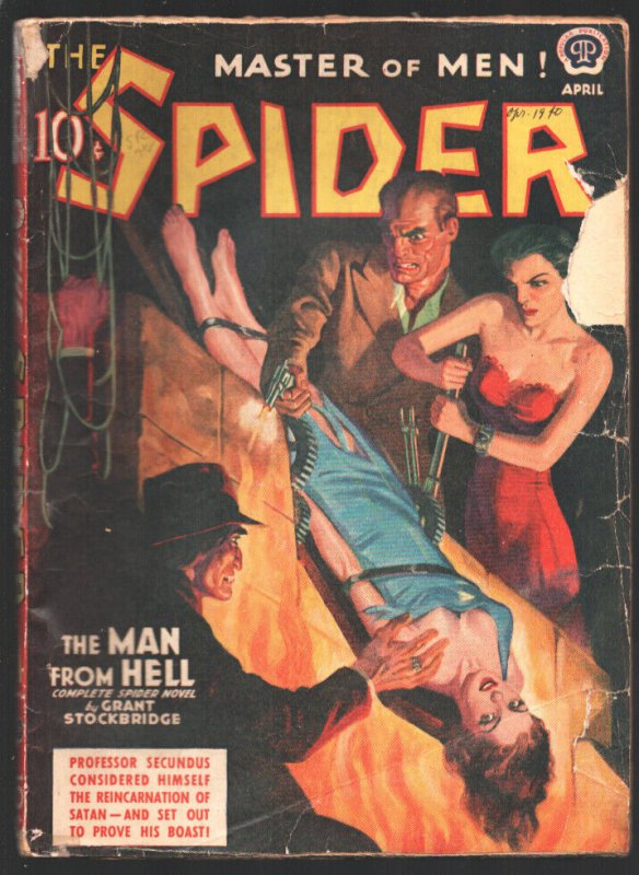 Spider 4/1940-Popular-The Man From Hell-Bondage terror cover depicts the Sp...