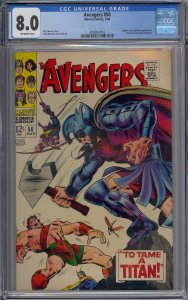 AVENGERS #50 CGC 8.0 TYPHON ZEUS ARES HERCULES LEAVES AVENGERS JOHN BUSCEMA