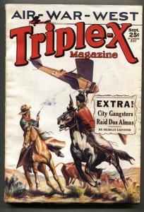 Triple-X Magazine 9/1929-Fawcett-Rare AVIATION WESTERN pulp Magazine