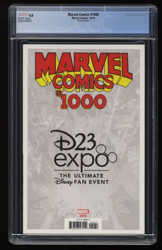 Marvel Comics #1000 CGC NM/M 9.8 White Pages D23 Expo Variant