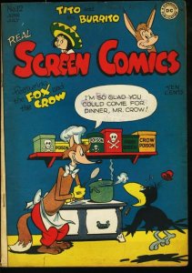 REAL SCREEN COMICS #12-FOX AND CROW-TITO AND BURRITO VG/FN