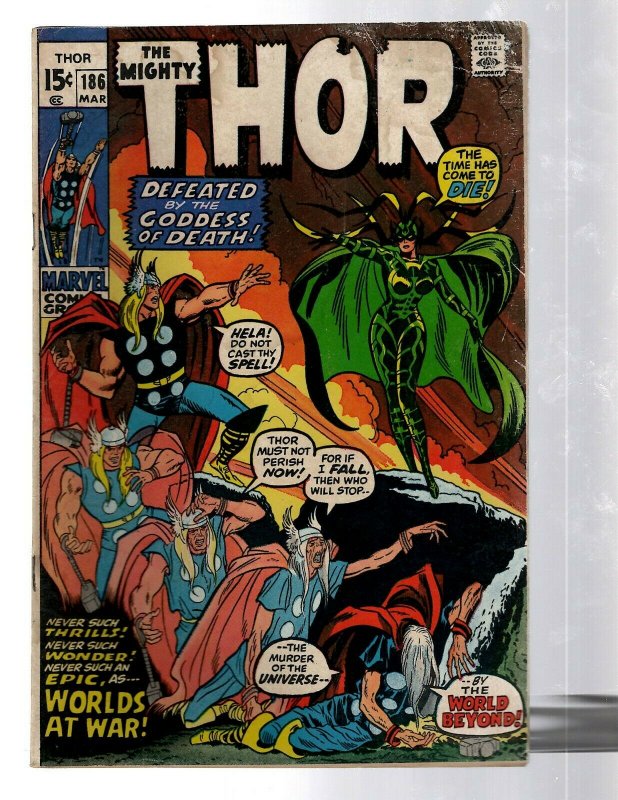 Mighty Thor # 186 VG Marvel Comic Book Loki Odin Asgard Sif Avengers Hulk RB8