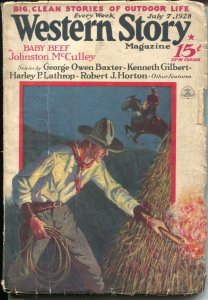 Western Stories 7/8/1928-Baby Beef-Johnston McCulley-pulp thrills-G/VG