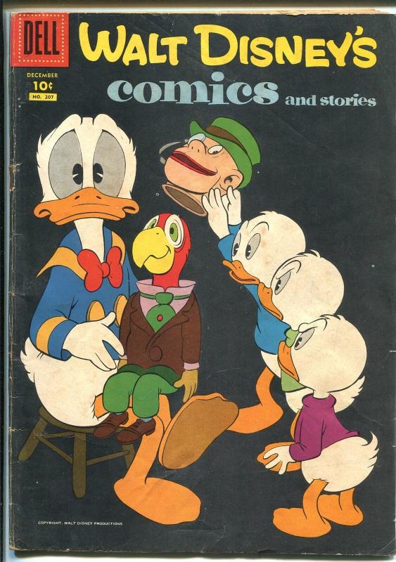 WALT DISNEY'S COMICS AND STORIES #207 1957-MICKEY-DONALD-CARL BARKS-vg 