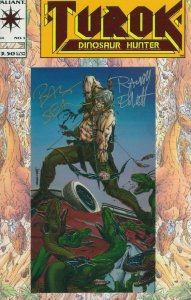 TUROK DINOSAUR HUNTER #1 SIGNED BY BART SEARS & RANDY ELLIOT VALIANT 1993 EB203