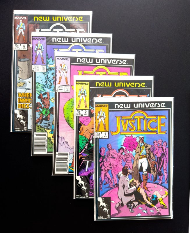 Justice #1,2,3,5,6 (1986) [Lot of 5 bks] - Classic Marvel Series - VF+