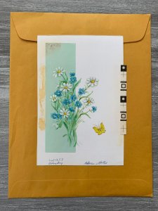 VERY BEST OF EVERYTHING Flowers & Yellow Butterfly 5.5x8 Greeting Card Art B8498