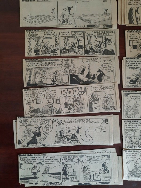 Lot of 50 Broom-Hilda Dailies by Russell Myers 1980 Size: 2.5 x 7 Vintage good 