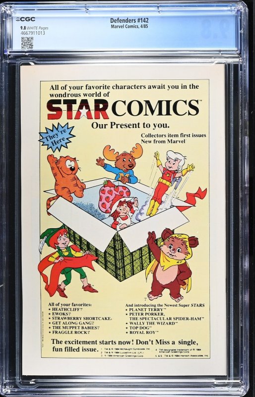 Defenders #142 (4/85) Graded CGC 9.8