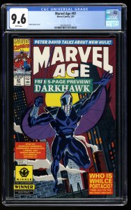 Marvel Age #97 CGC NM+ 9.6 White Pages 1st Appearance Darkhawk!