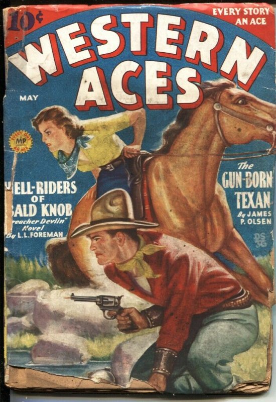 WESTERN ACES-MAY 1936--PREACHER DEVLIN by LL FOREMAN--DESOTO COVER ART-RARE P...