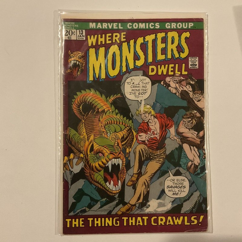 Where Monsters Dwell 13 Very Good/Fine Vg/Fn 5.0 Marvel 1972