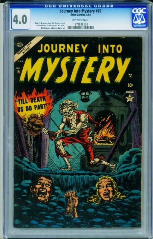 Journey Into Mystery #15 CGC 4.0 live burial cover! PCH Atlas 1173886006