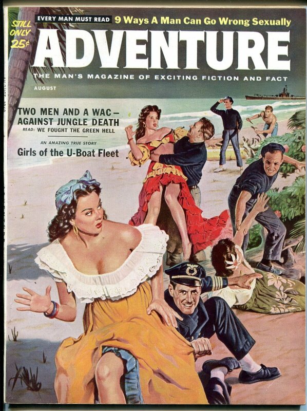 Adventure Magazine August 1960- Girls of the Uboat fleet- Scilla Gabellini VF/NM