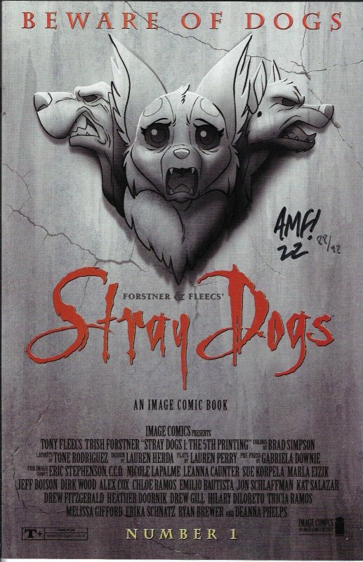 Stray Dogs #1 2022 Fleecs W/COA 88/92 Horror Homage 5th Print Image EB100