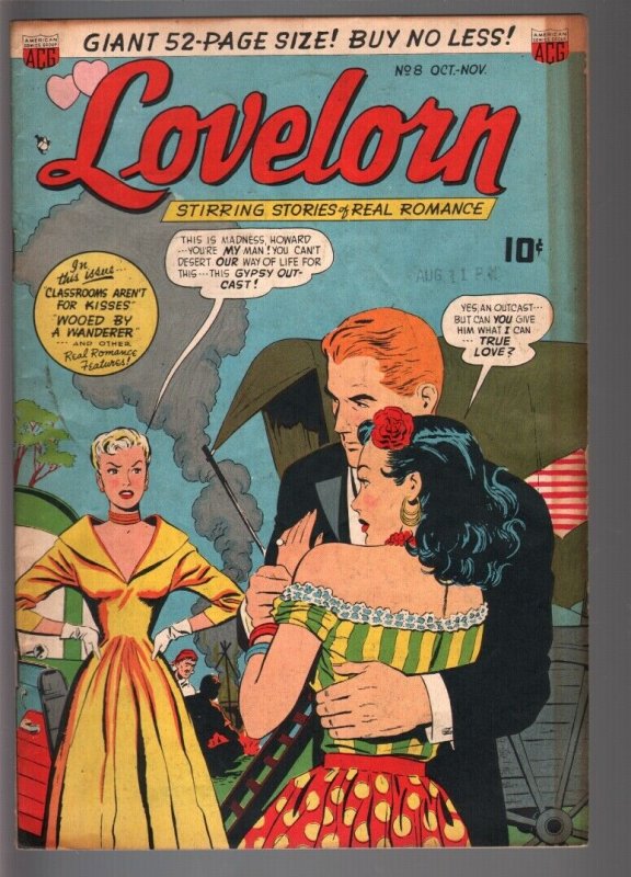 LOVELORN #8-1950-VIOLENCE, FORTUNE TELLING, CYCLONE-ACG-FN plus FN+