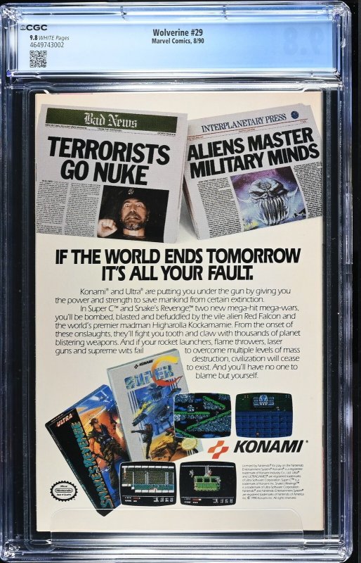 Wolverine #29 (8/90) Graded CGC 9.8