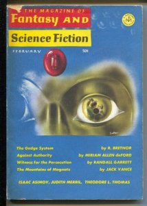 Magazine of Fantasy & Science Fiction 2/1966-Mercury-Isaac Asimov-Judith Merr...