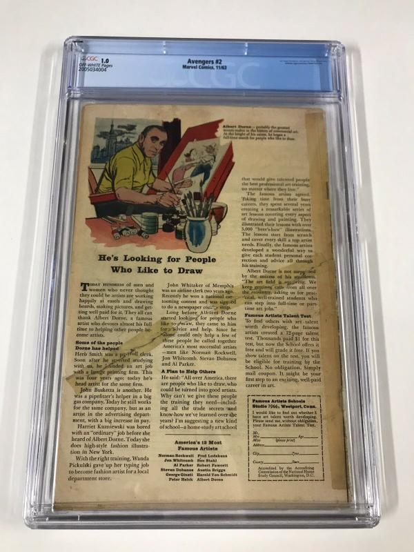 Avengers 2 Cgc 1.0 Ow Pages Lots Of Tape Marvel Silver Age