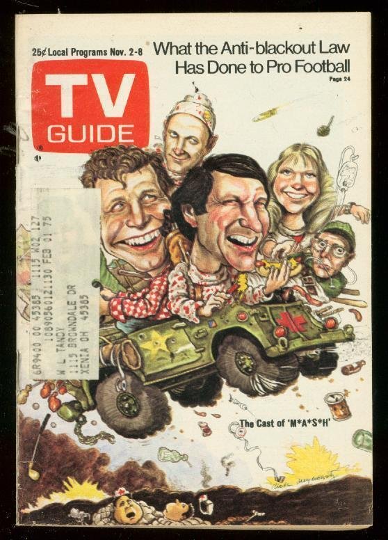 TV Guide November 2 1974- Central Ohio Edition- Cast of MASH cover