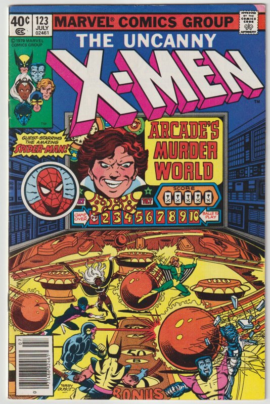 X-Men #123 (Jul 1979, Marvel), FN-VFN condition (7.0), Spiderman x-over