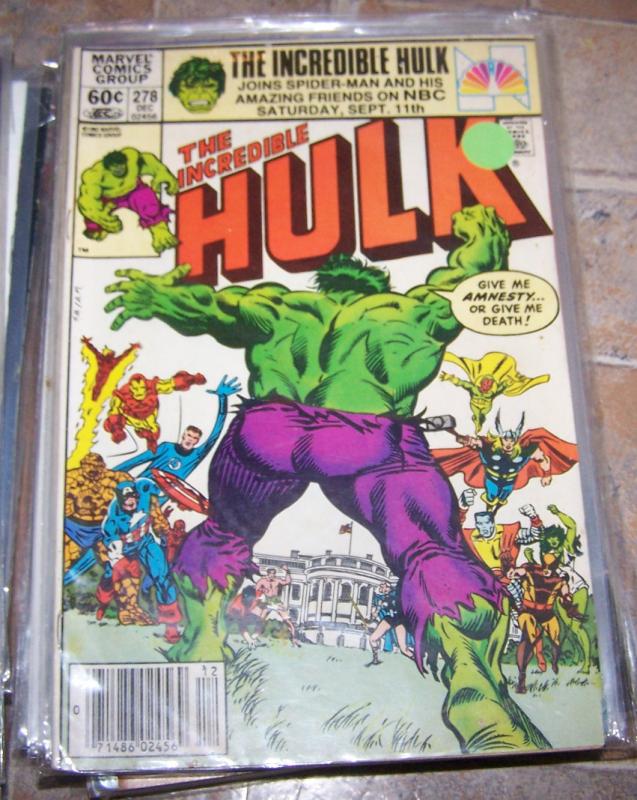 Incredible Hulk # 278 marvel 1982 avengers ronald regan thor banner x men