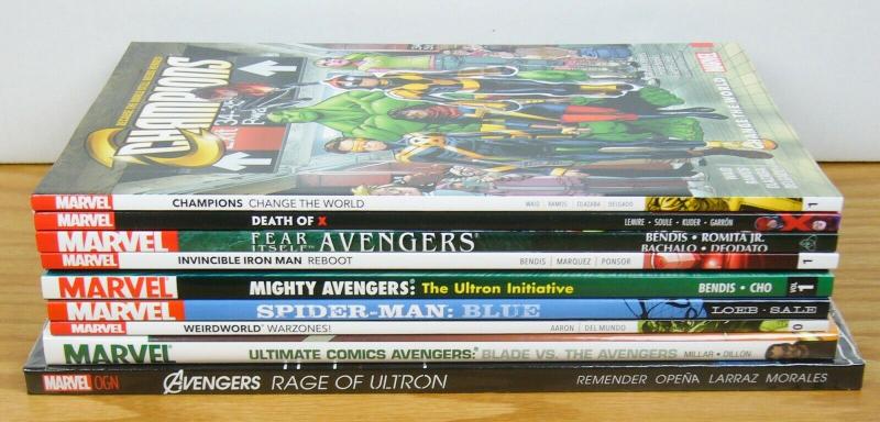 Lot of (10) Marvel TPBs - avengers - spider-man blue - iron man - (value: $182)