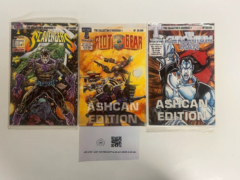 3  Triumphant Comics The Chromium Man # 1+Riot Gear # 1+Scavengers # 0 84 JS27