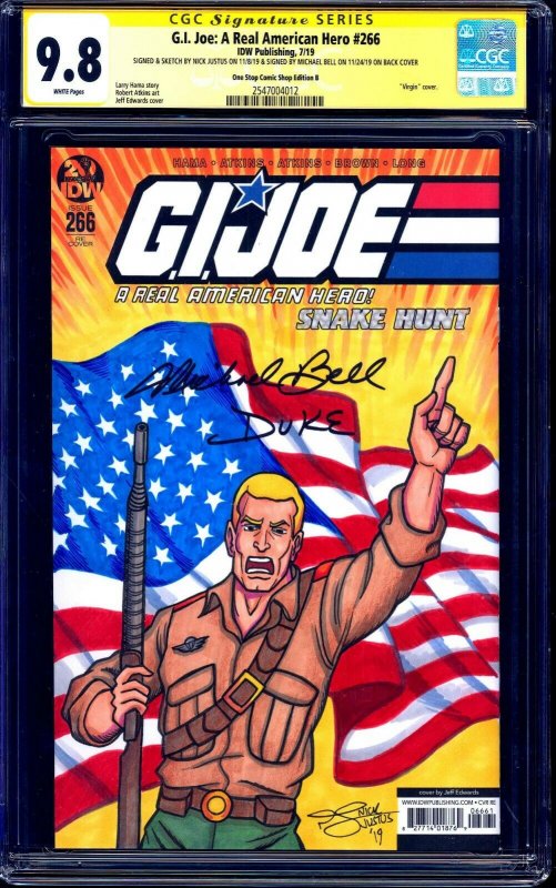 GI Joe #266 ONE STOP BLANK CGC SS 9.8 signed Duke Sketch Justus Michael Bell 