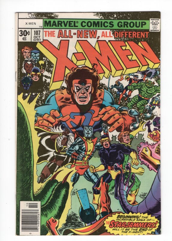 X-MEN 107 F/VF 7.0 1st FULL STARJAMMERS! NEWSSTAND COPY!