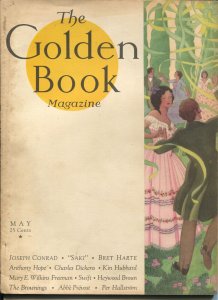 Golden Book 2/1931-new cover format-pulp thrills-Conrad-Bret Harte-VG