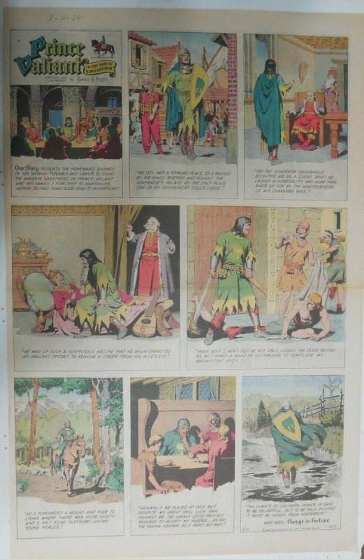 Prince Valiant Sunday #1673 by Hal Foster from 3/2/1969 Rare Full Page Size !