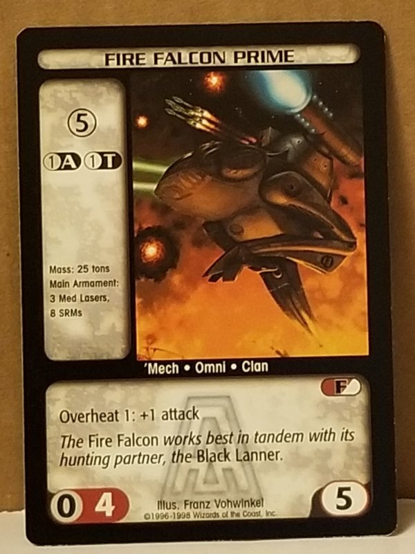 1998 Battletech Arsenal Card Fire Falcon Prime