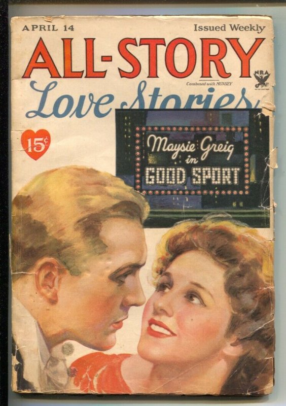 All Story Love Stories 4 14 1934 Munsey Pulp Fiction Dorothy Dow Doris Knight Hipcomic