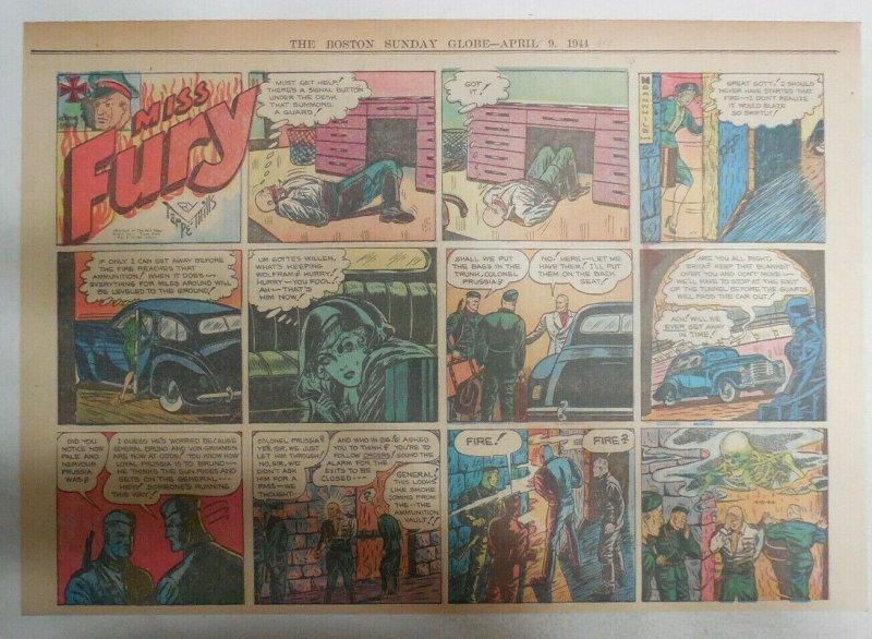 Miss Fury Sunday by Tarpe Mills from 3/26/1944 Size: 11 x 15  Very Rare Year #4