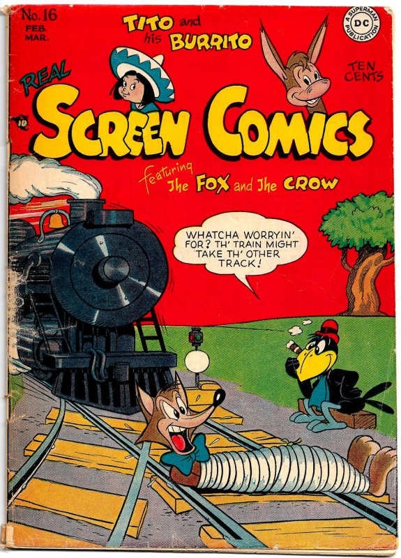 REAL SCREEN COMICS #16 (Feb 1948) 4.5 VG+  7 Fox & Crow tales, Flippity & Flop,