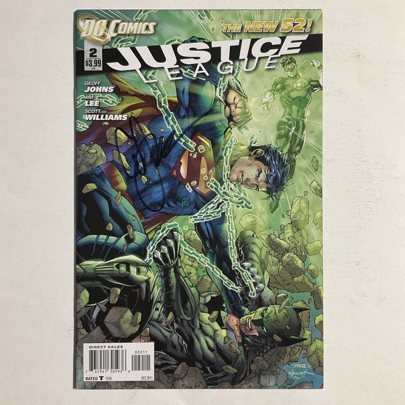 Justice League New 52 2 2011 Signed by Geoff Johns DC Comics NM near mint