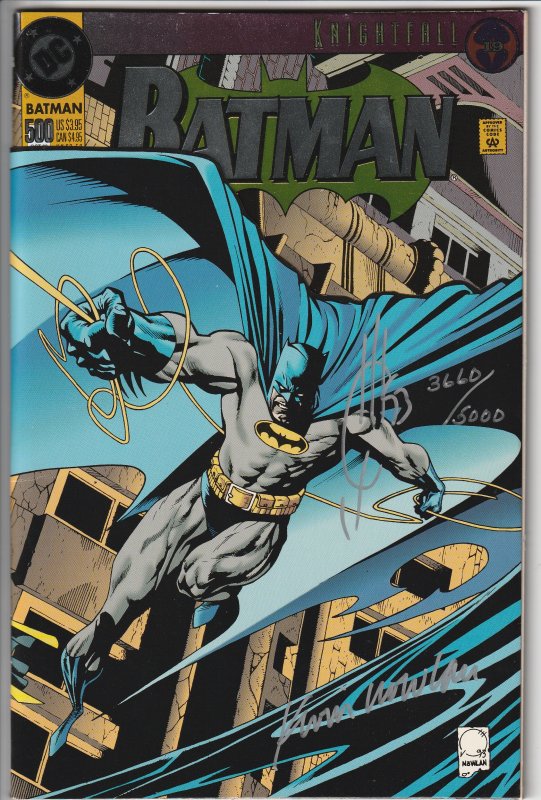 Batman #500 Die-Cut Cover(Signed by Joe Quesada + Kevin Nowlan (1993)