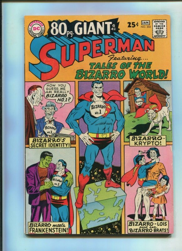 SUPERMAN #202 (8.0) ALL BIZZARO!! 1967