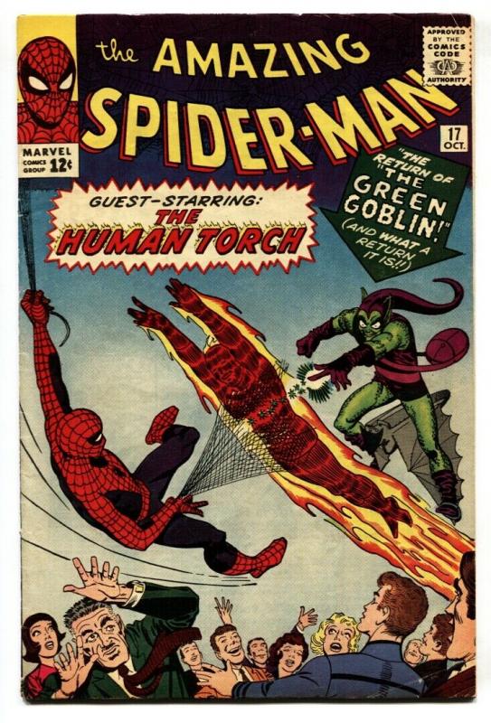 Amazing Spider-Man #17 comic book 1964-2nd Green Goblin-Human Torch FN