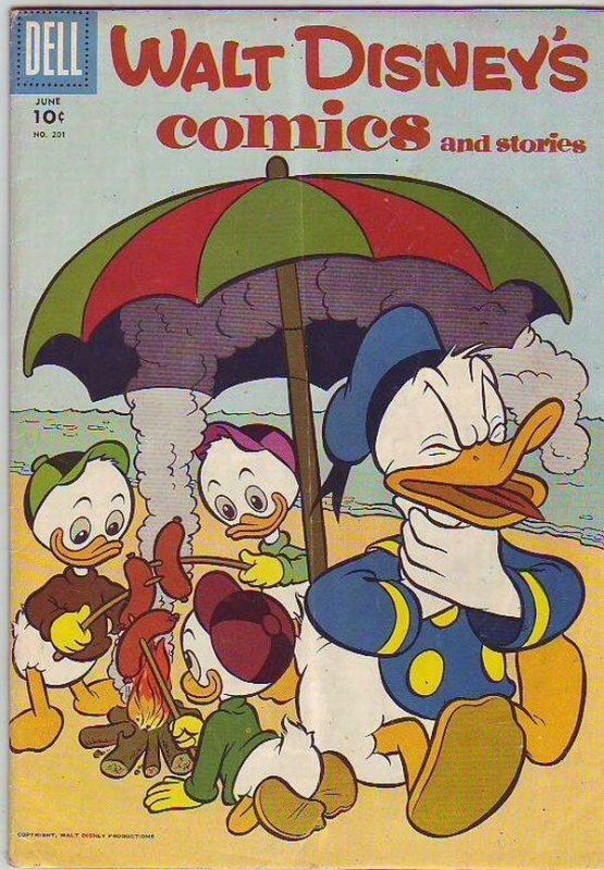 Comics and Stories, Walt Disney's #201 (Jun-57) VG/FN Mid-Grade Donald Duck, ...