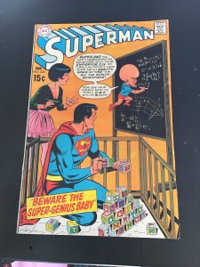 Superman #224 (1970) Genius super baby! Mid high grade! FN+. Wow!