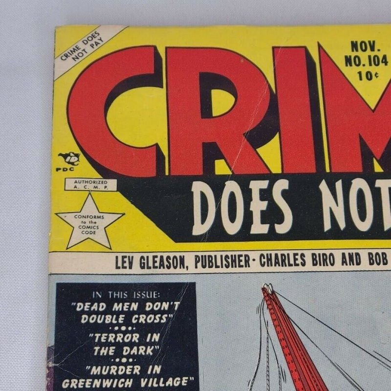 Crime Does Not Pay #104 Lev Gleason 1951 VG/FN 5.0  Early Gene Colan Art