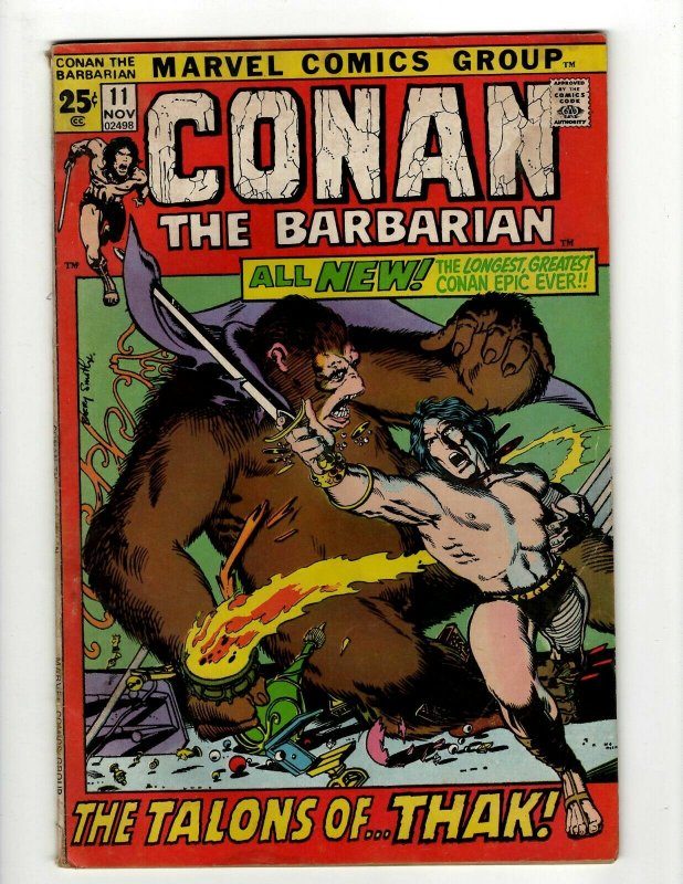 Conan The Barbarian # 11 FN Marvel Comic Book Barry Smith Kull King Sword NP16