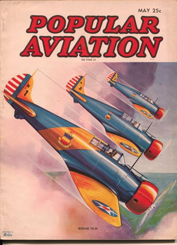 Popular Aviation 5/1937-Boeing YP-29 Fighter-H.R. Bollin-WWI-FN+