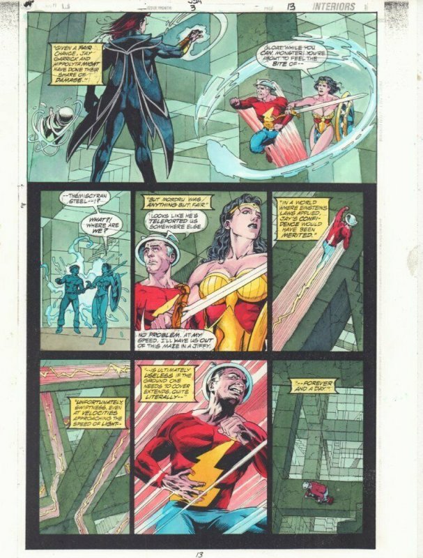JSA #3 p.13 Color Guide Art - Flash Jay Garrick and Wonder Woman by John Kalisz 