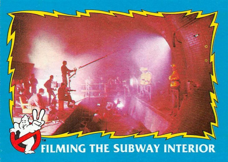 1989 Topps Ghostbusters #84 Filming The Subway Interior 