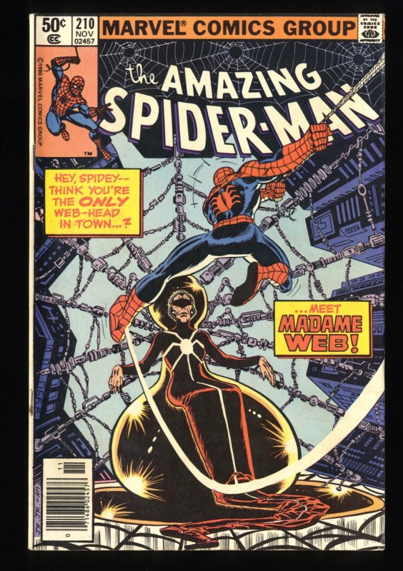 Amazing Spider-Man #210 FN/VF 7.0 Newsstand Variant 1st Appearance Madame Web!