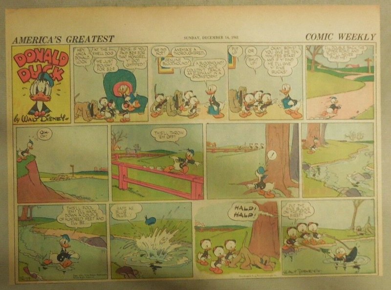 Donald Duck Sunday Page by Walt Disney from 12/14/1941 Half Page Size 